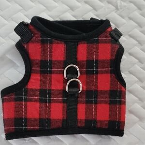 Plaid Pet Harness Vest - Red and Black
